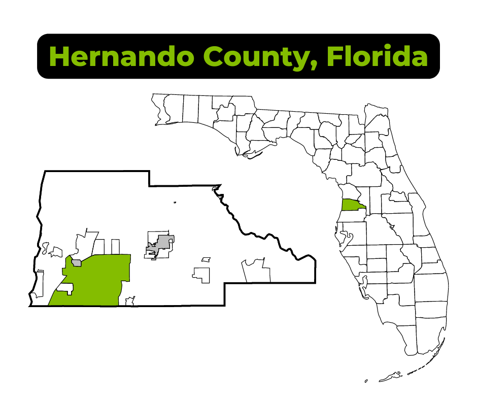hernando county map detailing the service area of maxco dumspter rentals